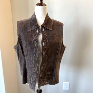 Coldwater Creek open front Suede Vest NWT